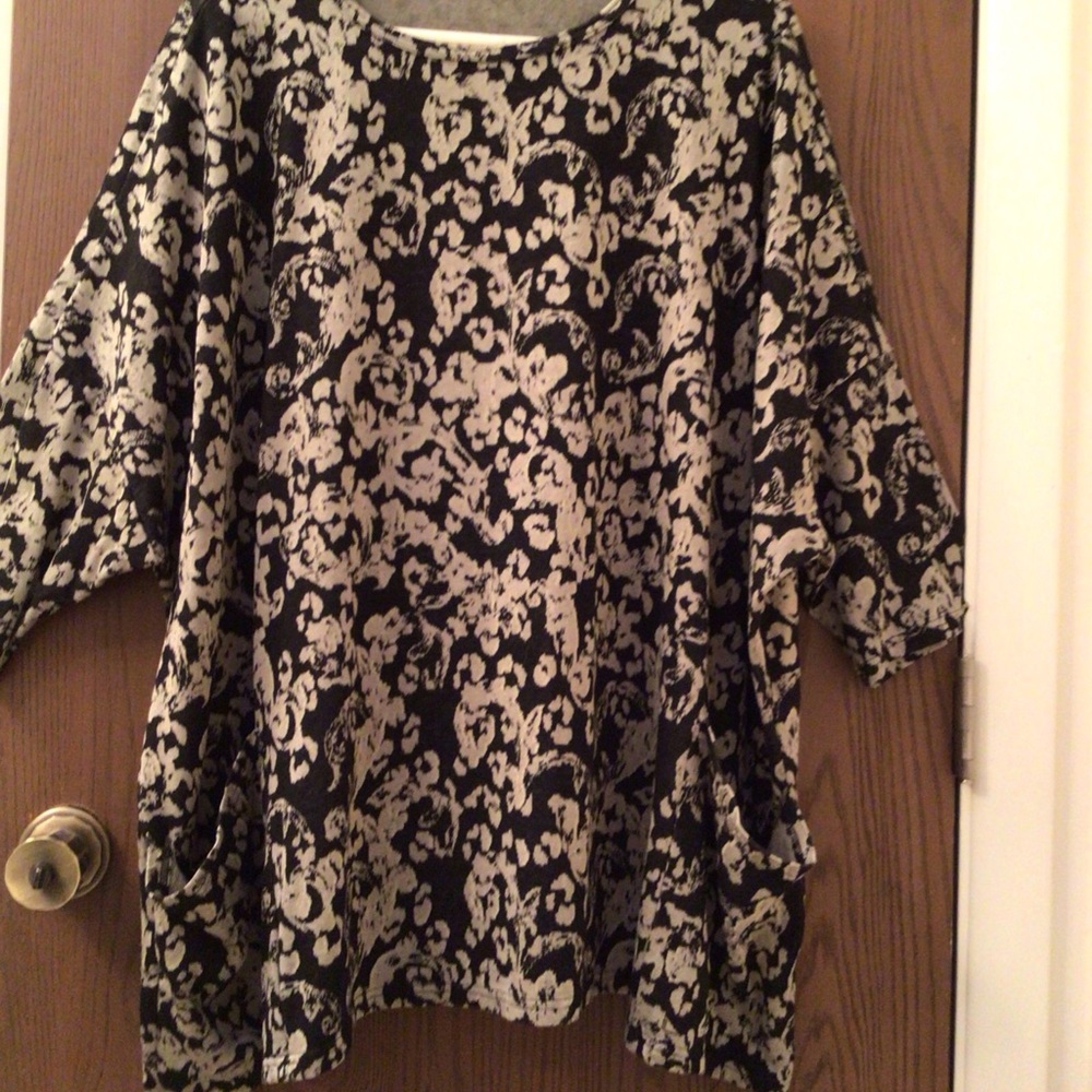 Cut Loose black beige tunic top pockets jersey viscose OS M-XL - Picture 4 of 14